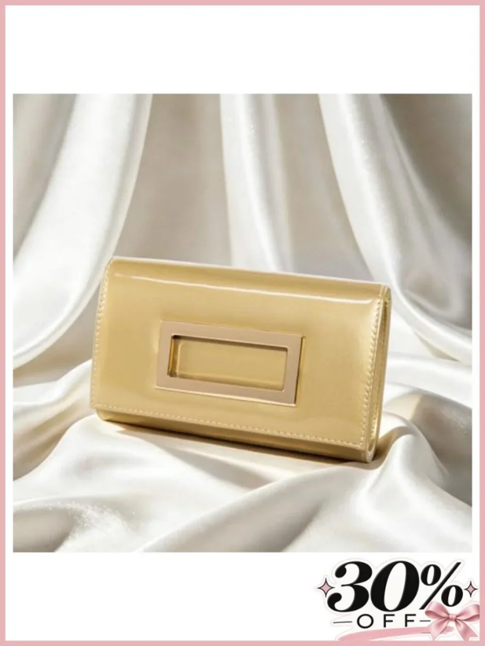Glossy Patent Leather Evening Clutch with Chain Strap for Wedding Party Prom